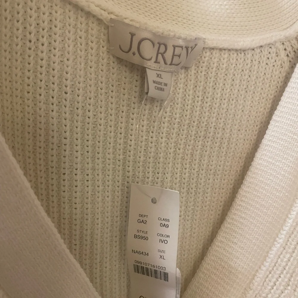 J. Crew V-neck cotton-blend cardigan sweater Ivory XL NWT